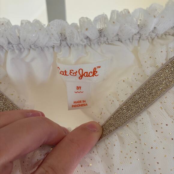 Cat & Jack NWT Toddler Girls' Cream Gold Tutu with Gold Flecks 3T - Picture 4 of 6
